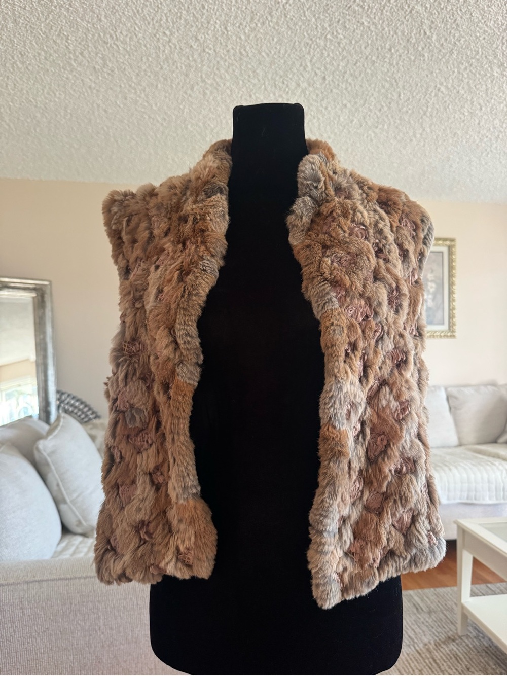 Mitchie’s Genuine Rabbit Fur Vest Brown Size M Made in Canada